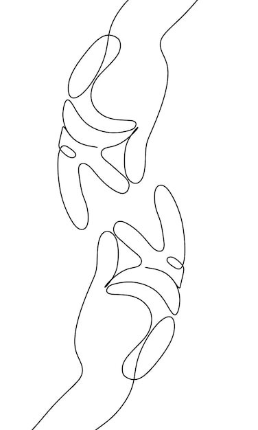 непрерывный рисунок руки в простом положении