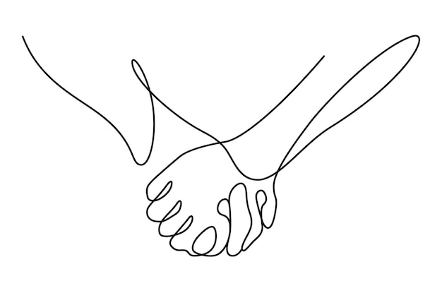 Continuous line drawing of hands together holding illustration