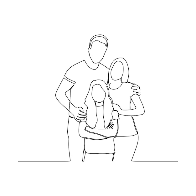 Premium Vector  Continuous line drawing of happy family portrait