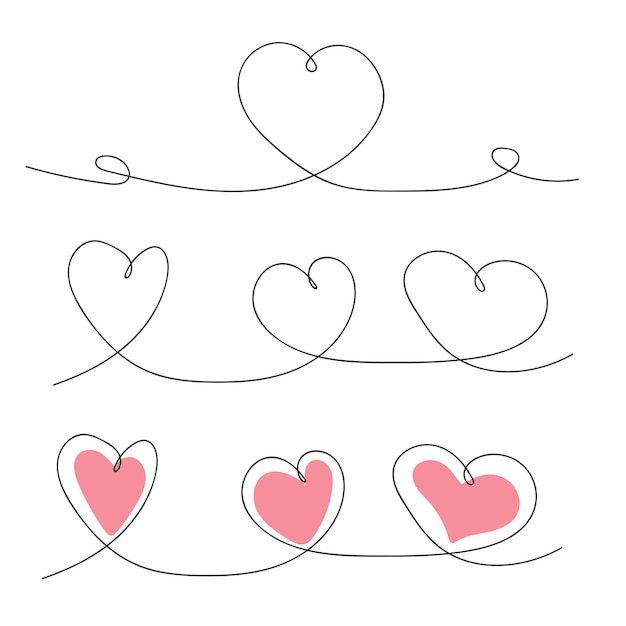 Вектор Сердце непрерывного рисования линии с красной формой
