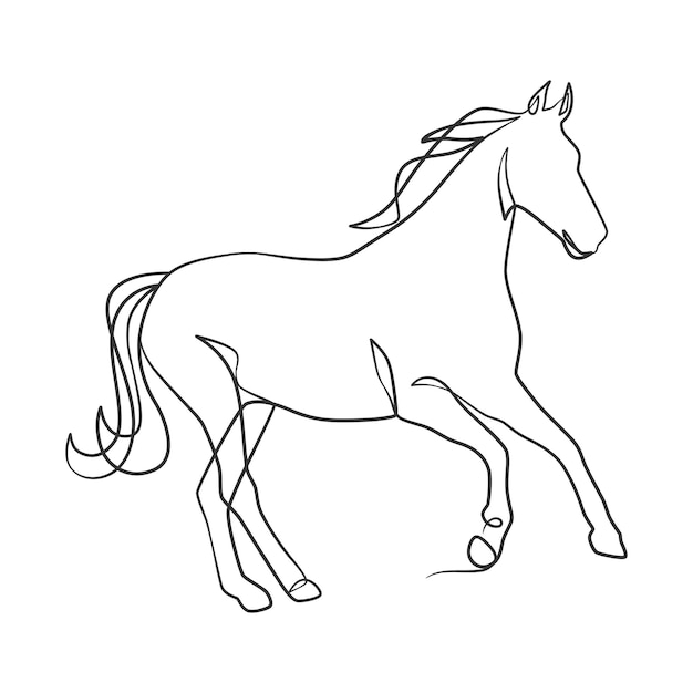 Continuous line drawing of horse Horse one line drawing minimalist style design