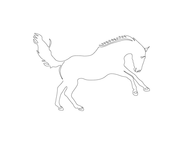 馬の連続線画 急ぐ馬の1行 連続線アート 編集可能な概要
