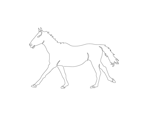 Continuous Line Drawing Of Horse One Line Of Dashing Horse Horse Continuous Line Art Editable Outline