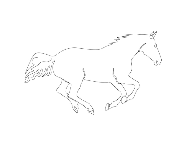 馬の連続線画 急ぐ馬の1行 連続線アート 編集可能な概要