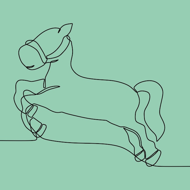 Vector continuous line drawing on horse