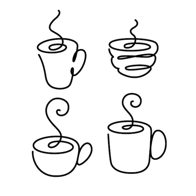 Continuous line drawing hot drink vector