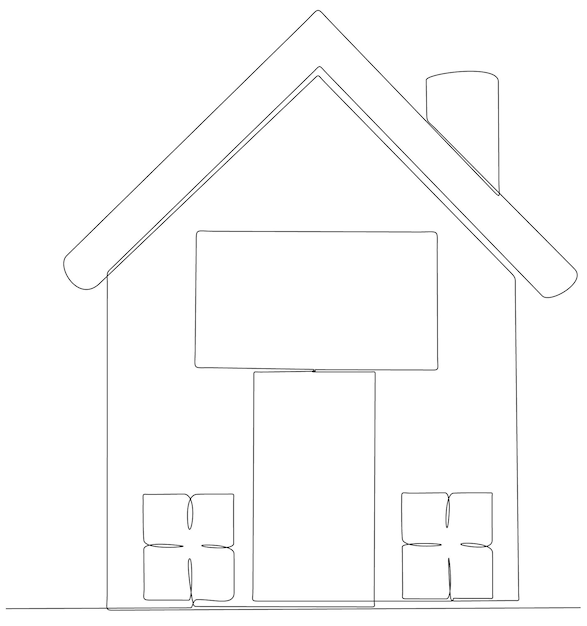 continuous line drawing house