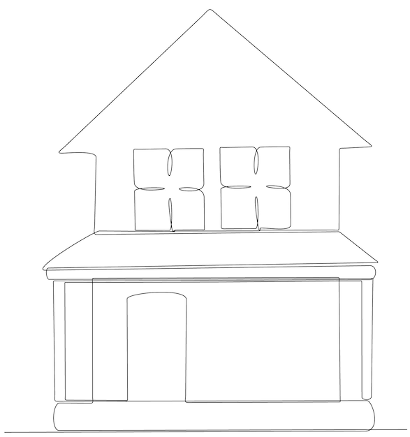 continuous line drawing house