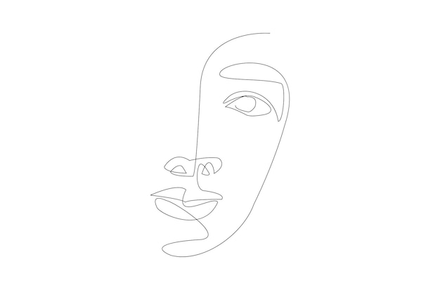 Continuous line drawing of human face art vector illustration Premium Vector