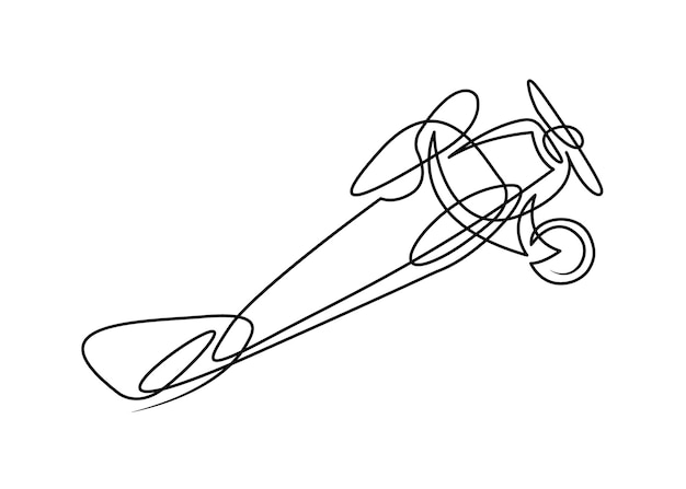 Continuous line drawing of jet plane Flight biplane Tandem wing The symbol of takeoff in the sky