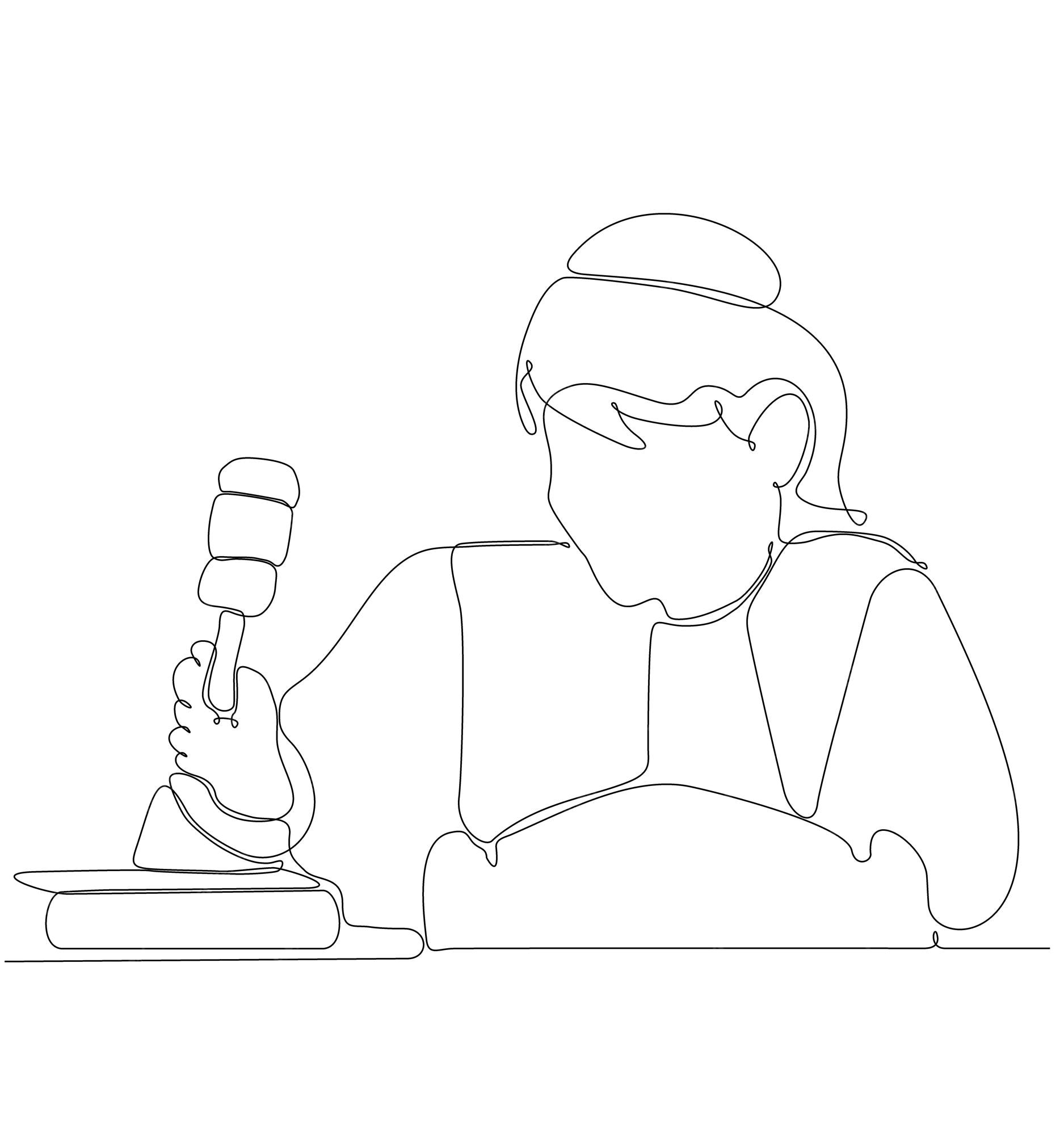 Premium Vector Continuous line drawing judge justice concept