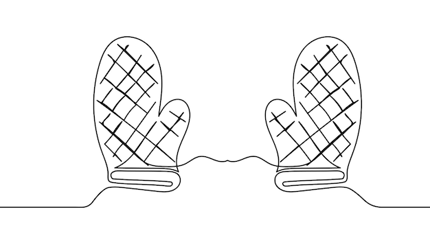 Continuous line drawing of kitchen protective gloves