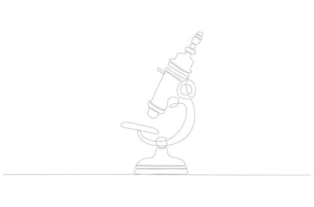 Continuous line drawing of a laboratorical microscope vector illustration premium vector