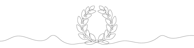 Continuous line drawing of laurel wreath single line laurel wreath icon