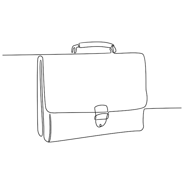 continuous line drawing of leather office bag vector illustration