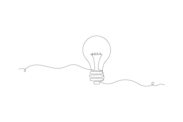 continuous line drawing of light bulb
