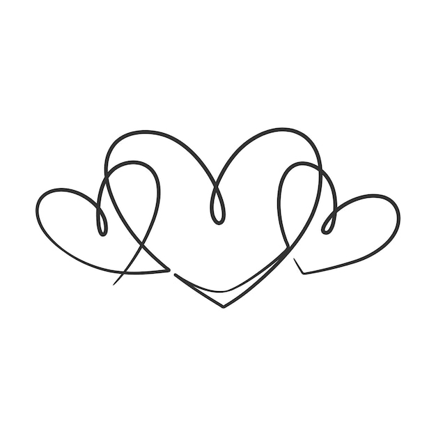 愛のサインの連続線画愛の心一本線画愛のミニマリストイラスト