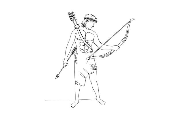 Vector continuous line drawing of a male on archery vector illustrations premium vector