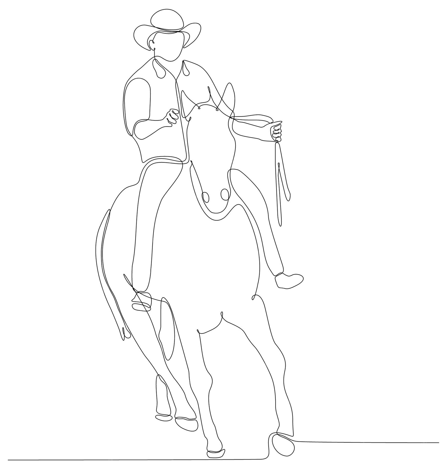 Premium Vector Continuous line drawing man riding a horse