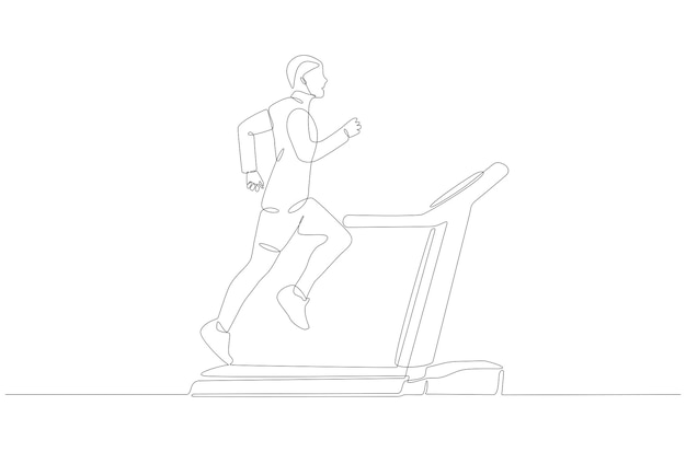 Single Continuous Line Drawing of Young Sportive Man Training Speed Run  with Treadmill in Sport Gymnasium Club Center. Fitness Stock Vector -  Illustration of continuous, outline: 202036524