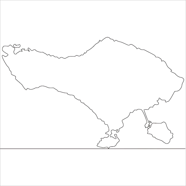 Continuous line drawing of map bali island indonesia vector line art illustration