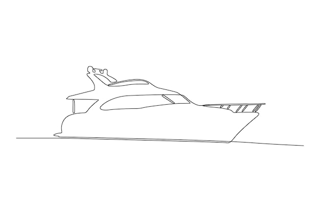 Premium Vector  Continuous line drawing from the boat traveling at high  speed in the waters.