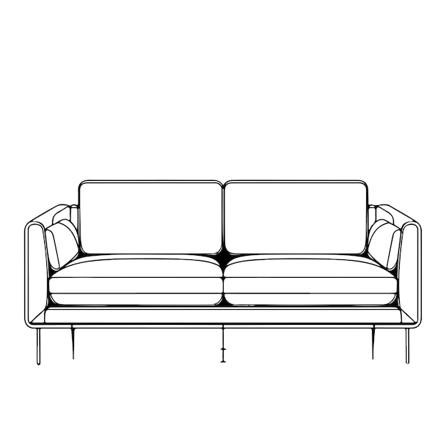 Vettore disegno a linea continua di un divano in stile moderno