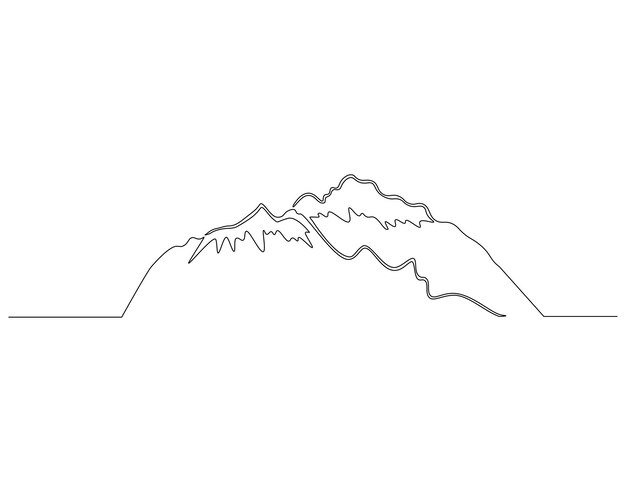산맥의 연속선 그림 산과 높은 봉우리 간단한 선 산 연속선 예술 편집 가능한 윤