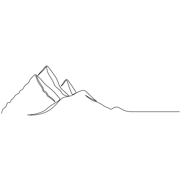 Continuous line drawing of a mountainous landscape Minimalist mountain single line style