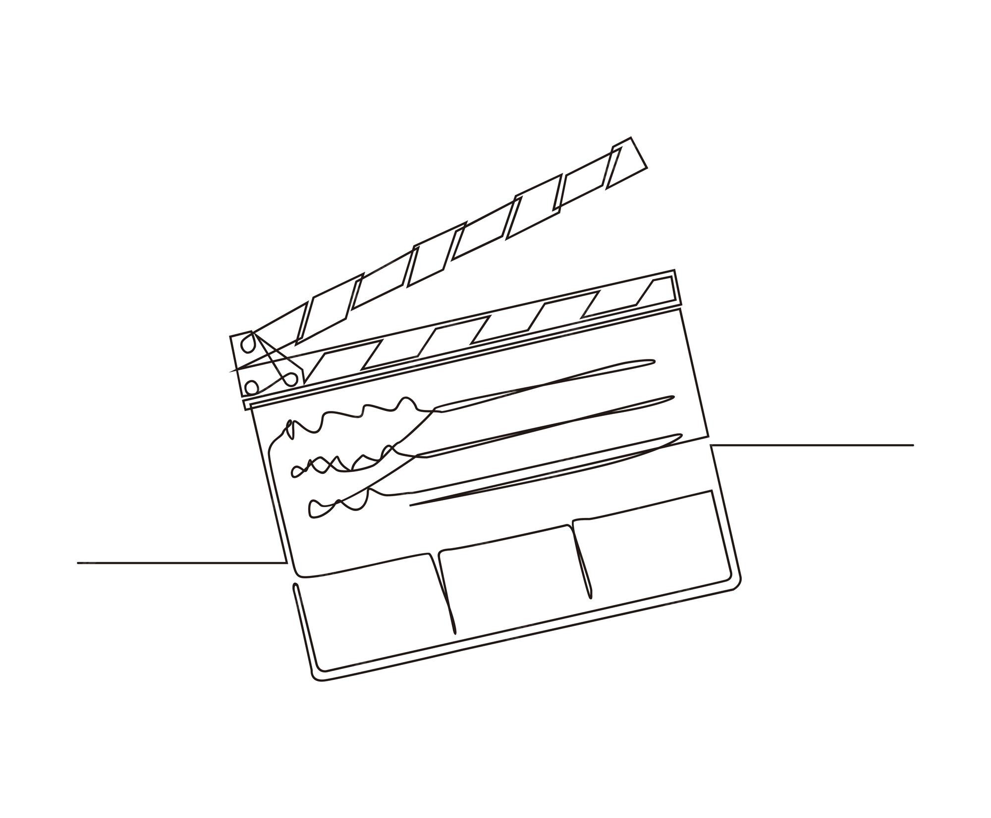 Premium Vector Continuous line drawing of movie clapper board film
