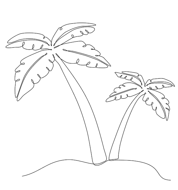 непрерывный рисунок линии натурального кокосового вектора