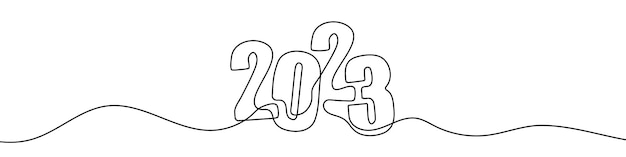 ベクトル 2023年の連続線画 抽象的な新年の背景