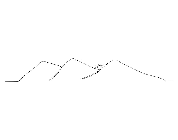 벡터 산맥의 연속선 그림 산과 높은 봉우리 간단한 선 산 연속선 예술 편집 가능한 윤