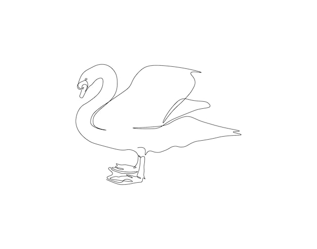 Continuous Line Drawing Of Swan Een lijn van Beautiful Swan Bird Swan Continuous Line Art Bewerkbare Schets