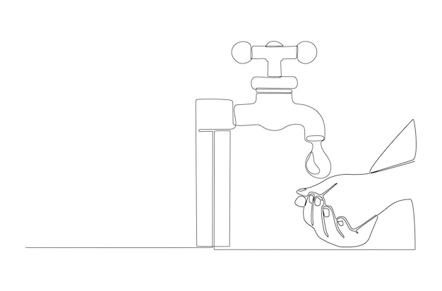 蛇口のベクトル図プレミアムベクトルで手を洗うの連続線画
