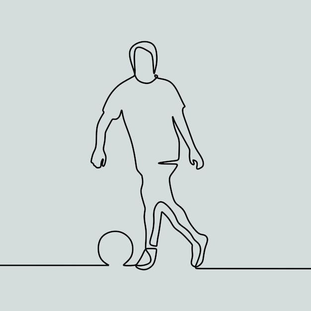 Непрерывное рисование линий на людях, играющих в футбол