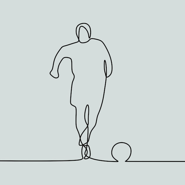 Непрерывное рисование линий на людях, играющих в футбол