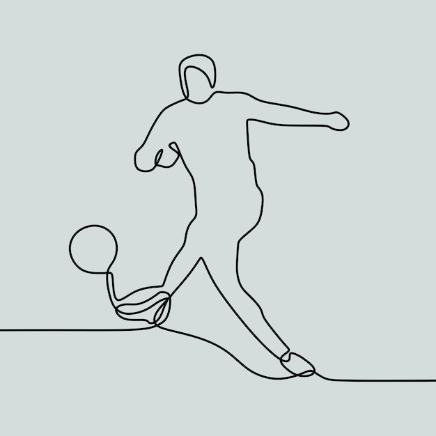 непрерывное рисование линий на людях, играющих в футбол