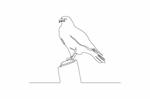 Continuous line drawing of perching bird logo concept tattoo vector illustration Premium Vector