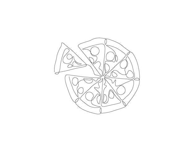 Continuous Line Drawing Of Pizza One Line Of Pizza For Menu Slice Of Pizza Continuous Line Art Editable Outline