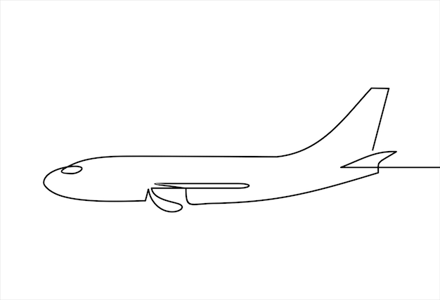 Continuous line drawing. The plane flies from left to right.