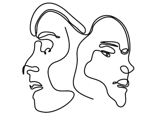 Continuous line drawing of Portrait of a Beautiful Woman's face