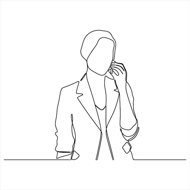 Continuous line drawing of portrait business woman