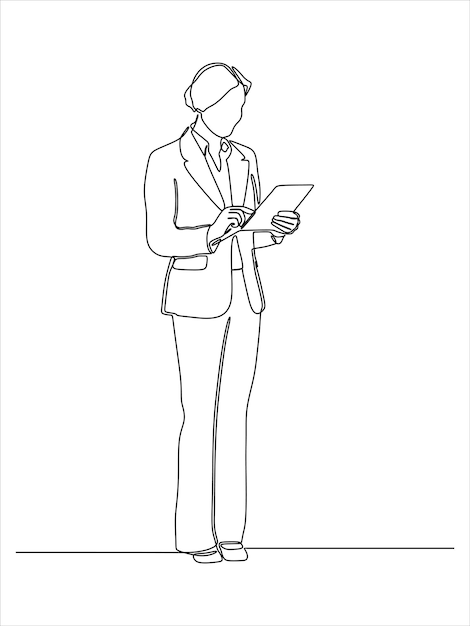 Continuous line drawing of portrait business woman