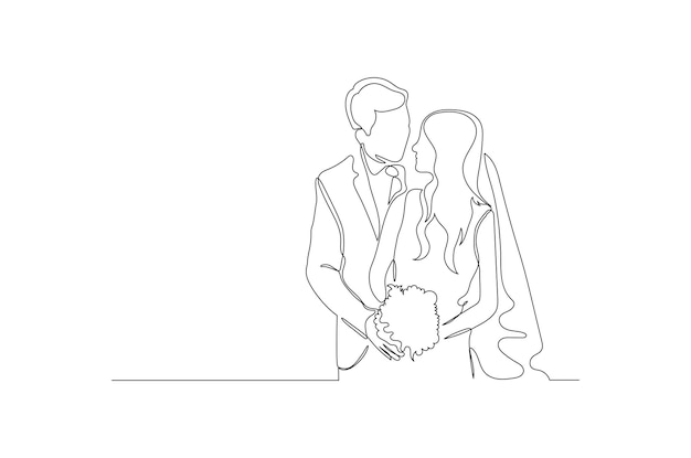 Vector Sketch Of A Young Wedding Couple At Full Length. Black And Red Color  Royalty Free SVG, Cliparts, Vectors, and Stock Illustration. Image 22765733.