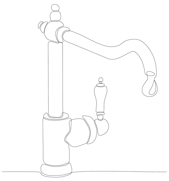 continuous line drawing premium illustration water faucet vector