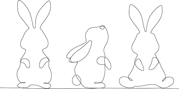 Vector continuous line drawing of rabbit animal