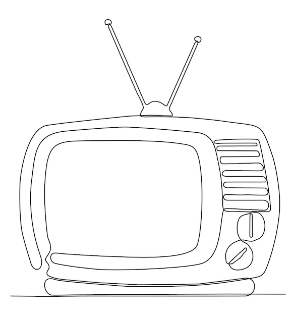 Disegno a linea continua di retro tv