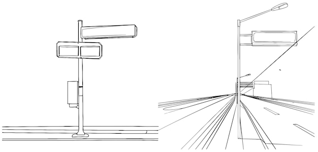 Vector continuous line drawing of road direction