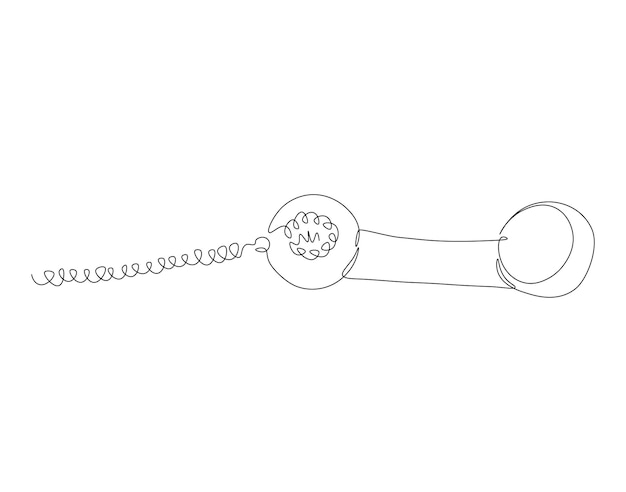 Continuous Line Drawing Of Rotary Telephone One Line Of Old Telephone Telephone Rings with Handset Continuous Line Art Editable Outline